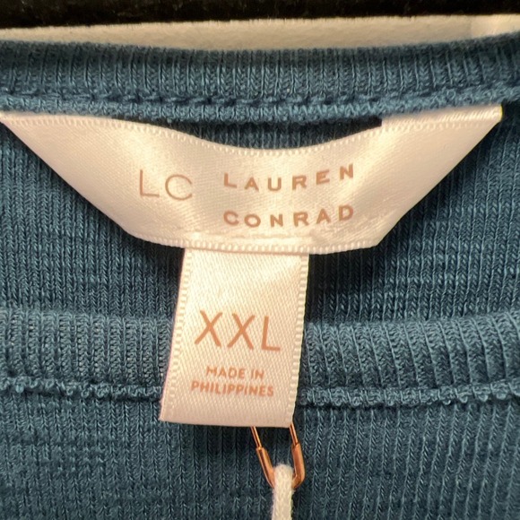 NWT Lauren Conrad Women's Long Raglan Sleeve Pullover Tunic Top Size XXL Blue - Picture 3 of 9